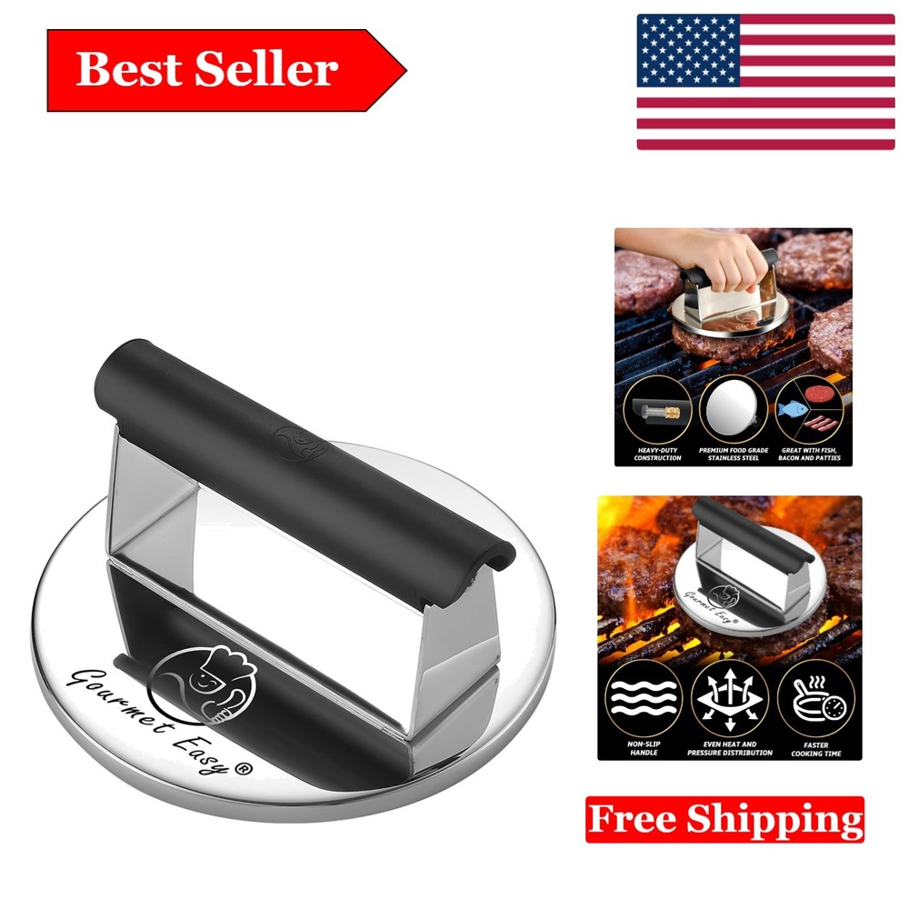 Stainless Steel 2lb Smash Burger Press for Perfect Flat-Top Grills
