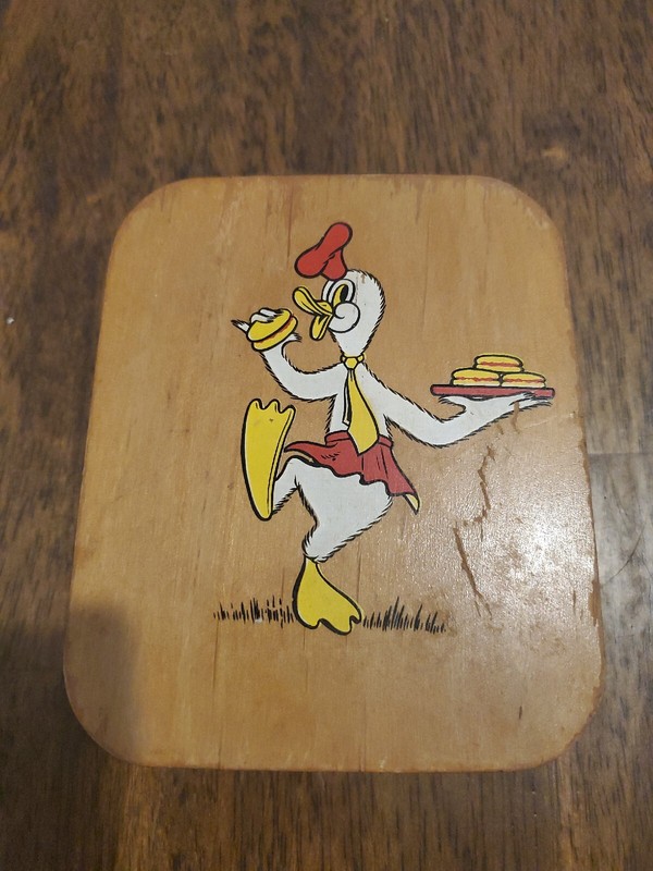 Vintage Wood Hamburger Press Mold Double Sided Mid Century Kitchen Decor RARE gallery