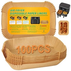 BYKITCHEN Air Fryer Rectangle dual liners-100pcs (6 to 10QT), unbleached