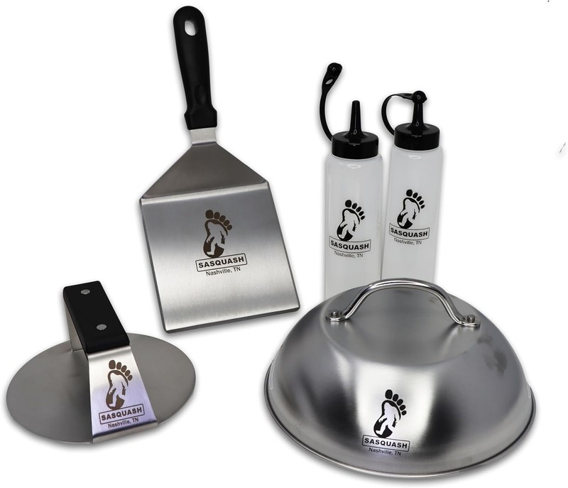 Burger Press Kit 5pcs Smash Burger Set Smash Burger Press Spatula Melting Dome gallery