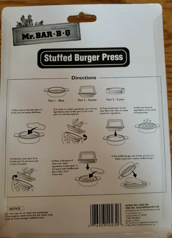 Mr Bar-B-Q STUFFED BURGER PRESS RED Fill Burgers NWT gallery