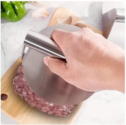 Stainless Steel Smash Burger Press Hamburger Patties Meat Masher Circular Meat gallery