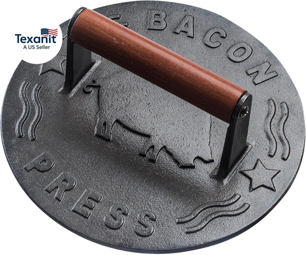 Heavy-Duty Cast Iron Burger Press 7 Inch round Burger Smasher, Grill Press for C