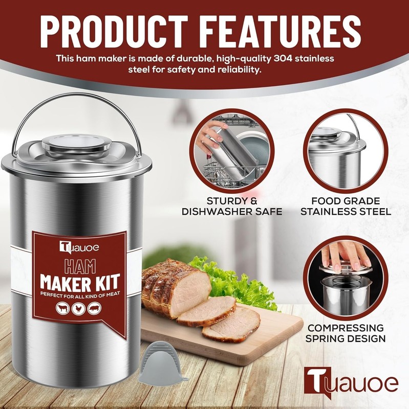 Versatile Meat Press Mold for Deli Meats with Thermometer and Kitchen Mittens gallery