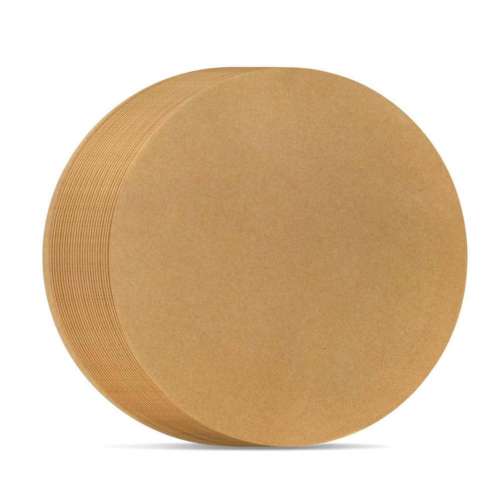 DISSKNIC 8 Inch Parchment Paper Rounds, 100PCS Unbleached 8in-100ps, Brown