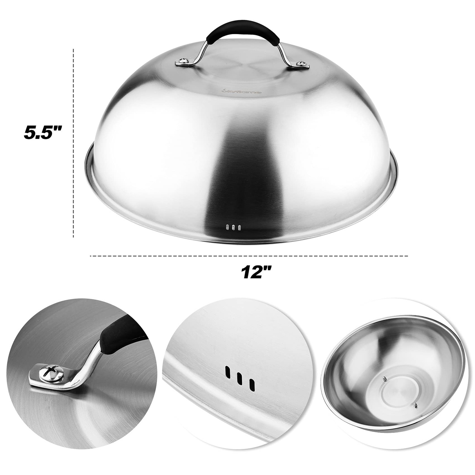 12'' Cheese Melting Dome & 8'' Burger Press, 2pcs Griddle Accessories Set for... gallery