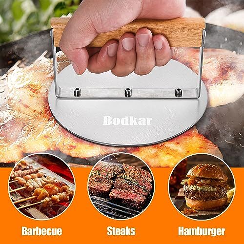 Stainless Steel Smashed Burger Press 6 Inch Round Burger Smasher Griddle Hamburg gallery