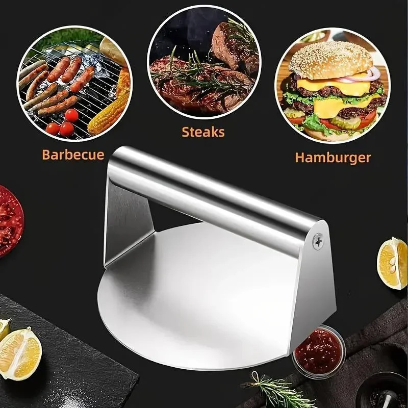 Stainless Steel Smash Burger Press Hamburger Patties Meat Masher Circular gallery