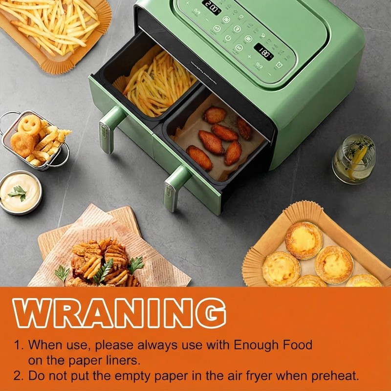 Air Fryer Liners Disposable Parchment Paper Liner 8.6*5.5"Rectangular, Brown gallery