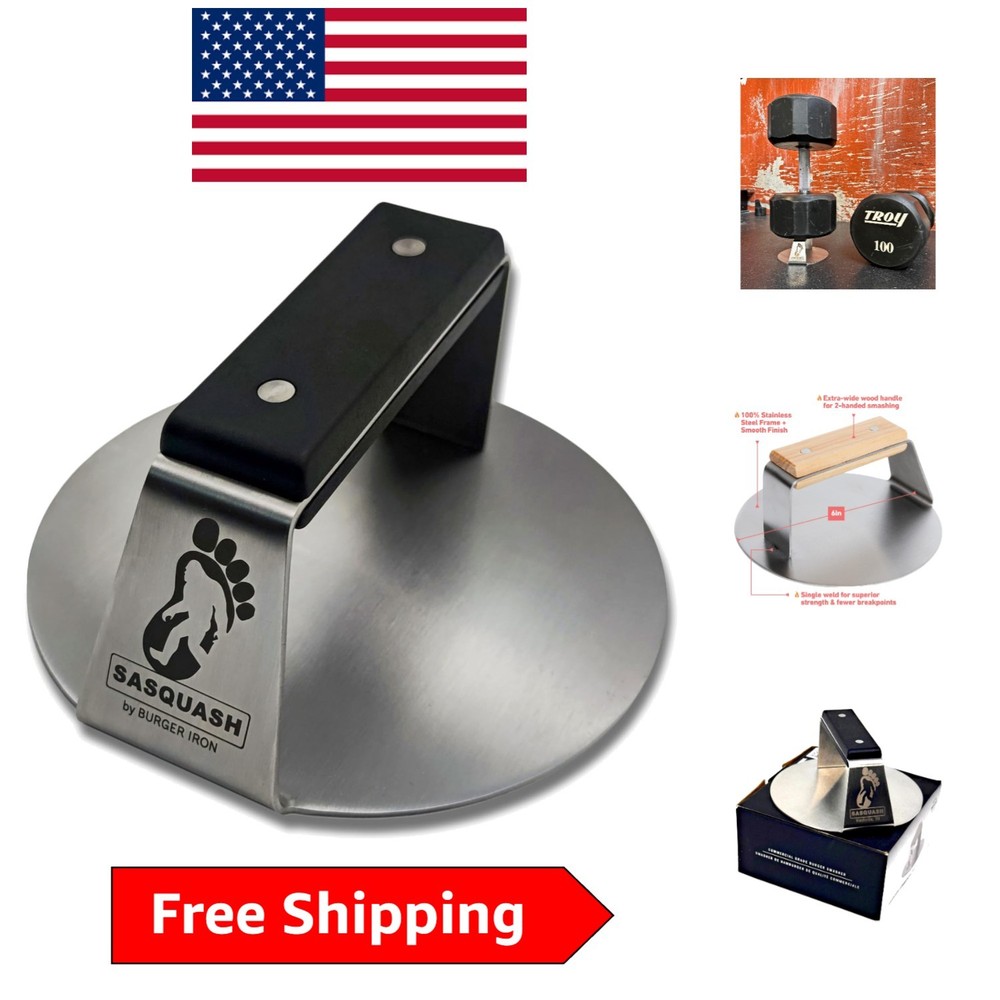Sasquash Heavy Duty 6 Inch Burger Smasher - Perfect for Flawless Patties