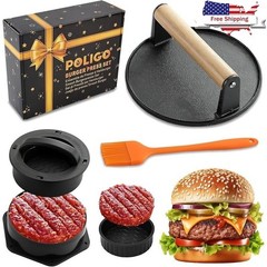 Smash Burger Press Kit 4 in 1 Hamburger Patty Storage Container Cast Iron