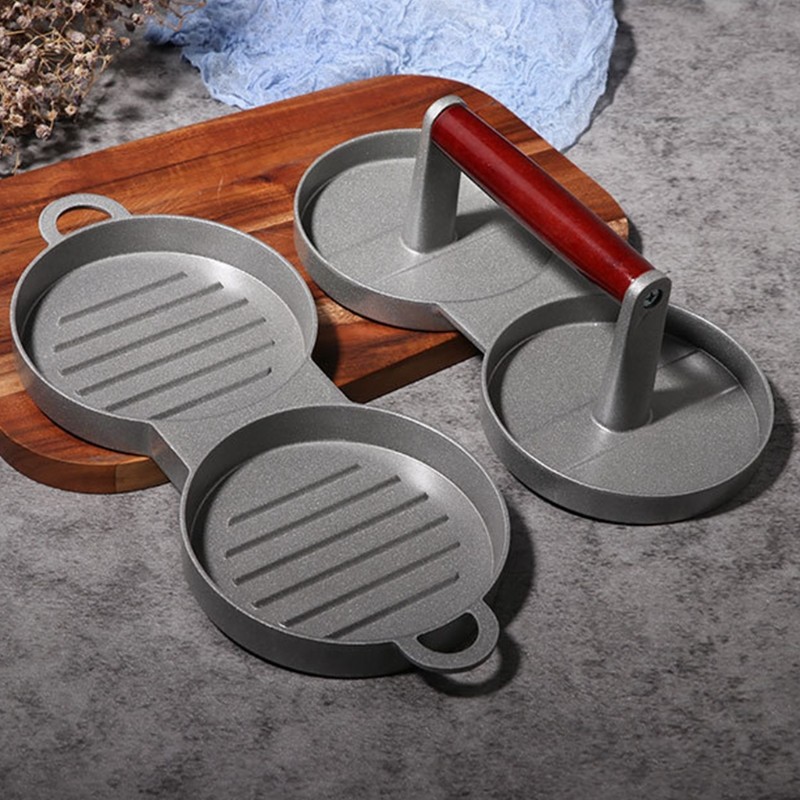 Kitchen Double Burger Press Beef Grill Patty Maker Mould BBQ Household Gift gallery