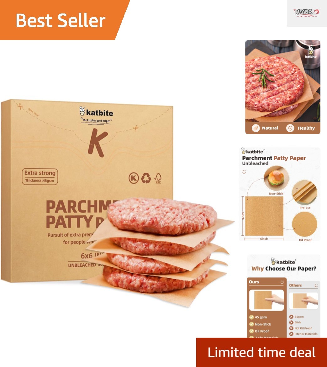 Versatile 300 Pack of 6x6 Inch Non-Stick Patty Paper - Eco-Friendly & Safe gallery