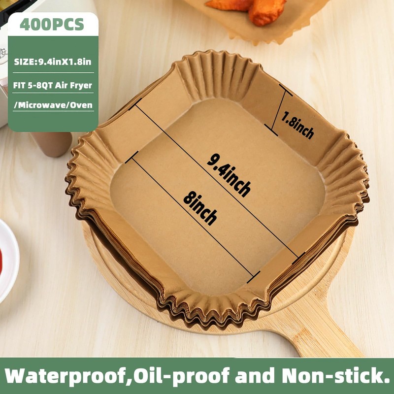 Air Fryer Liners Disposable, 400Pcs LYHOLKEER 400PCS 8in Square, Brown gallery
