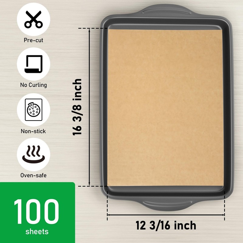 EcoDispose Non-Stick Precut Parchment Paper Half Pan -100pcs, Unbleached gallery