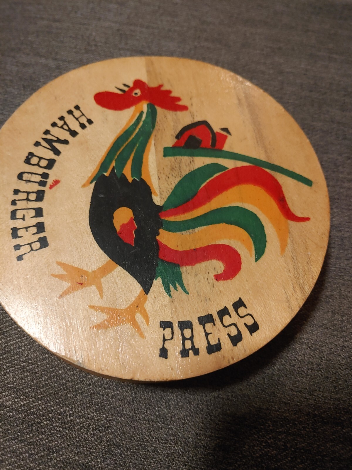 Vtg Hinged Rooster Hamburger Press gallery