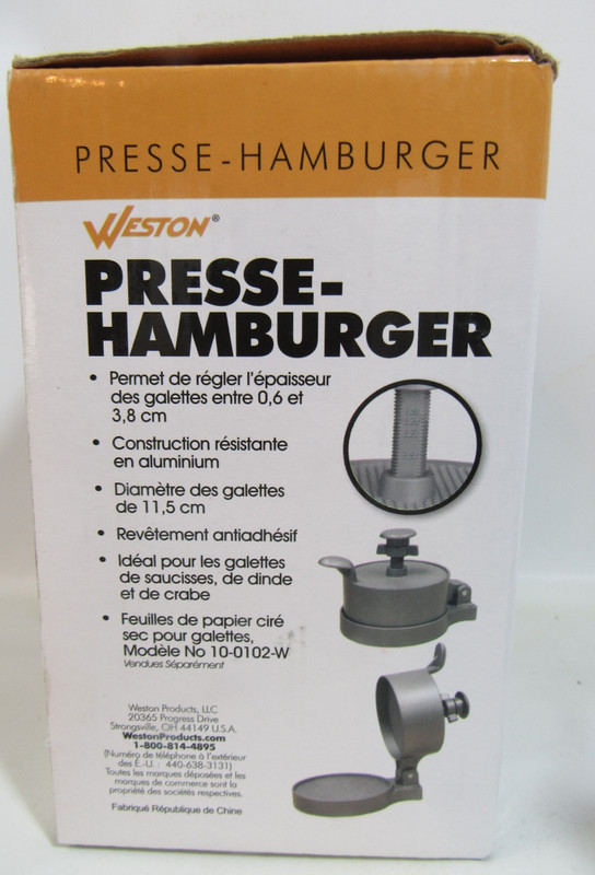 Weston Burger Hamburger Press Adjustable Thickness 4 1/2" Patties 1/4lb to 3/4lb gallery