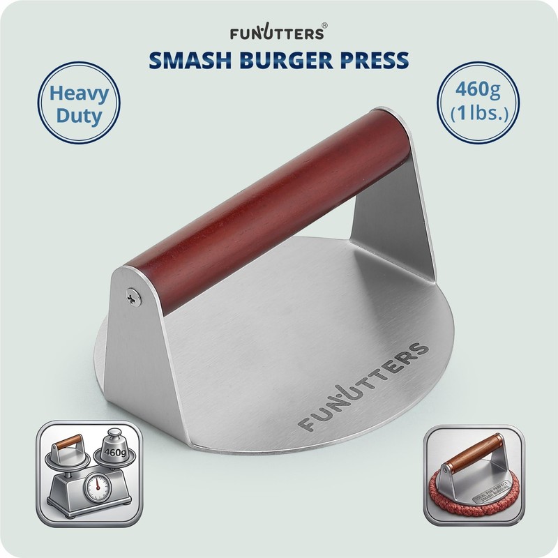 6.5" Heavy-Duty Burger Press Patty Maker - Stainless Steel BBQ Grill Tool, Comme gallery