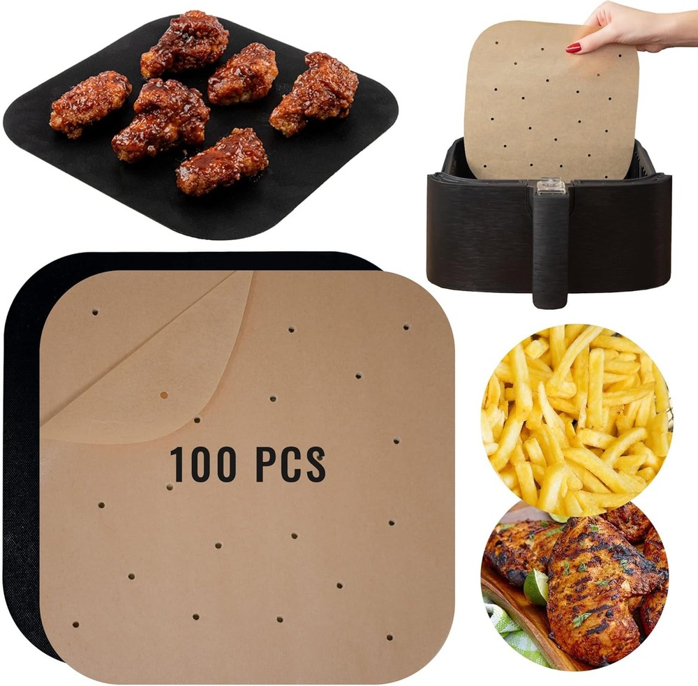 Air Fryer Liners Compatible with Bella, Chefman, Large (7 x 7.4), Brown