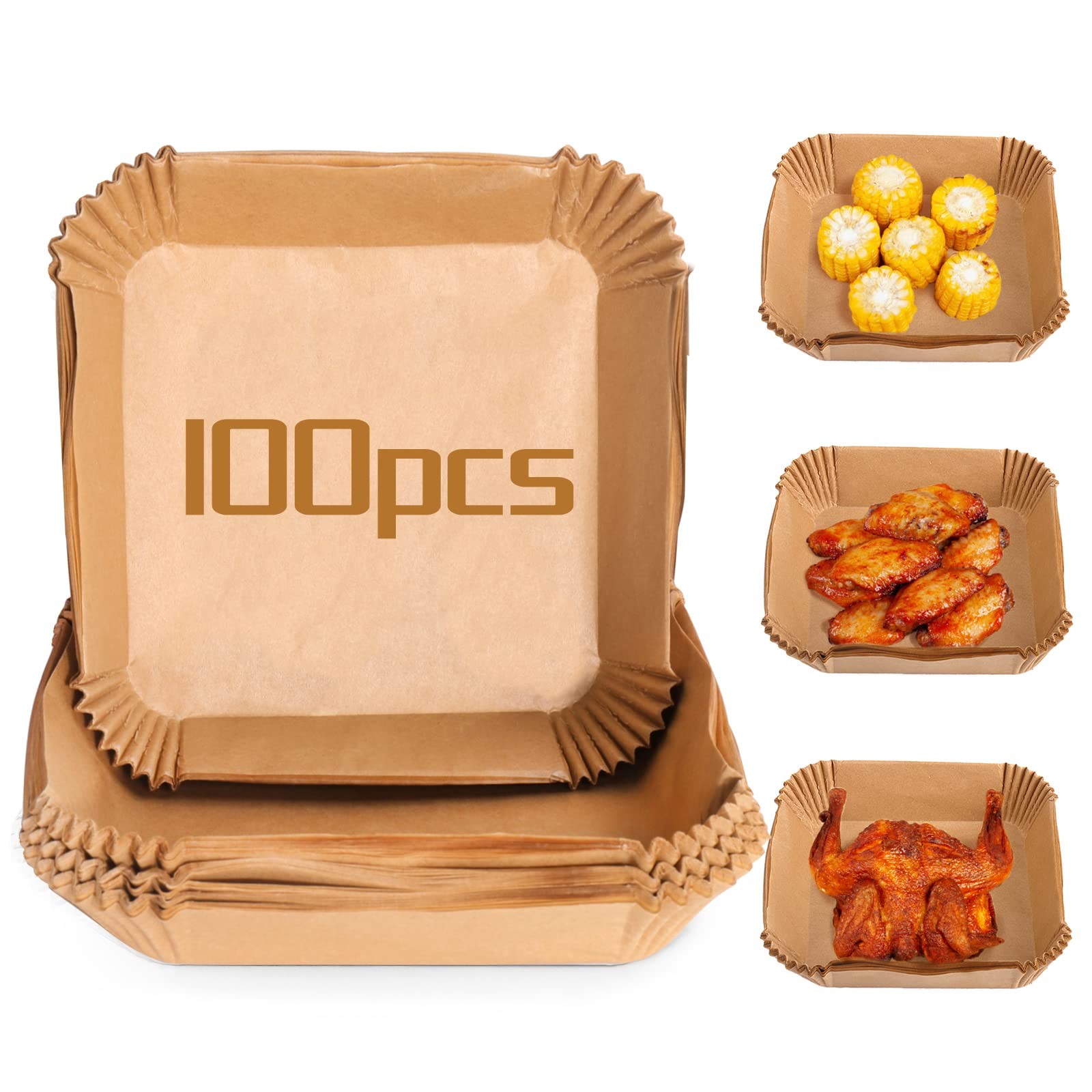 Palksky Air Fryer Paper Liners Disposable - 100Pcs small, 100PCS-6.3inch gallery