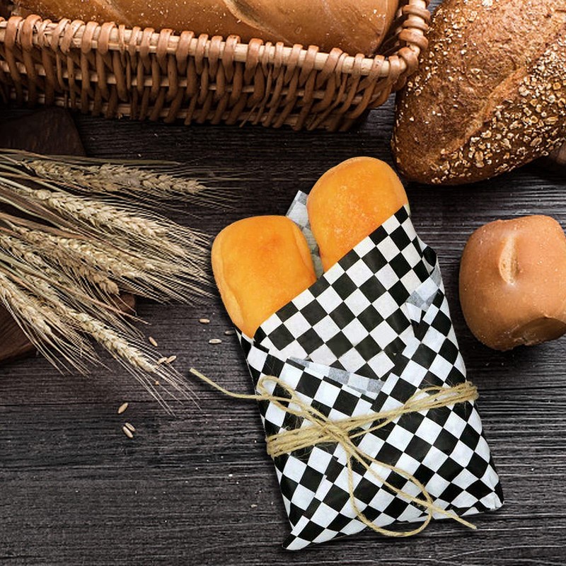 Oomcu 200 Sheets Black and White Checkered Dry Waxed Deli Large, Black/White gallery