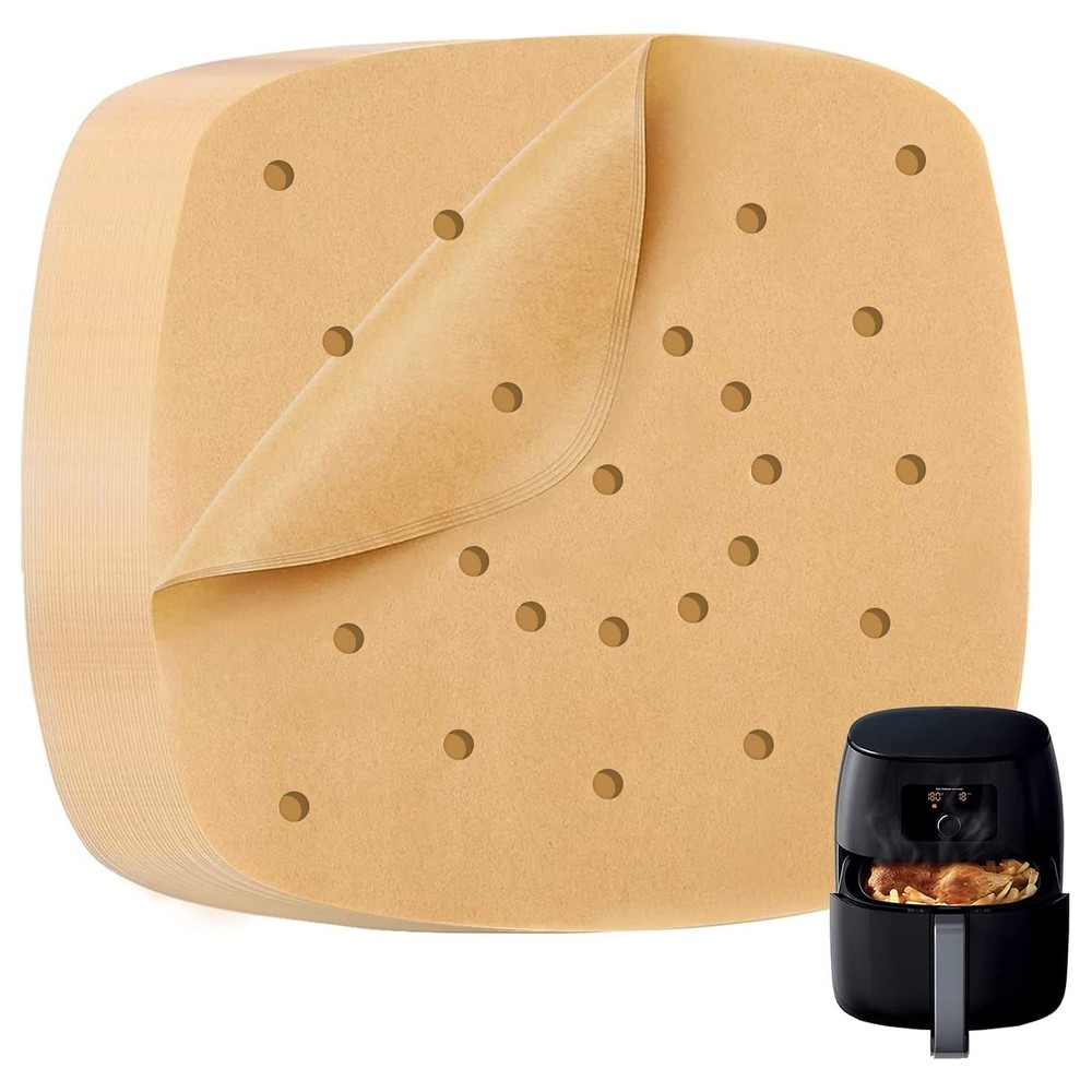 Katbite 200Pcs 7.5 In Air Fryer Liners, Parchment 7.5" x 7.5"-200Pcs, Brown
