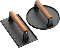 Cast Iron Grill Press 6.9″ Round 8.3″x 4.3″ Rectangular Burger Press for Griddle