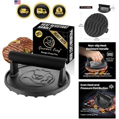Burger Press Cast Iron for Griddle Smash Burger Tool Heavy Duty Grill Accessory