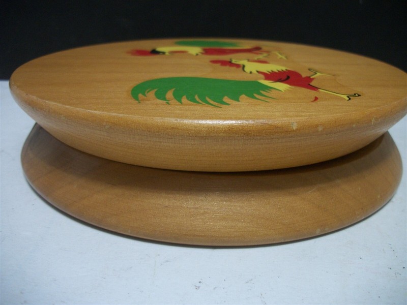 Vtg Wood Rooster Press MCM Use or Hang for Decor 5" Patty size Cottage Rustic gallery