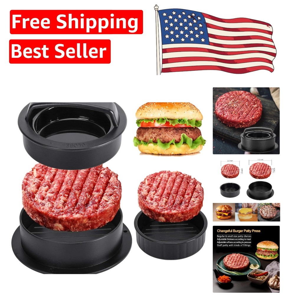 Easy Clean 3 in 1 Burger Press - Craft Mini Sliders & Jumbo Patties Effortlessly
