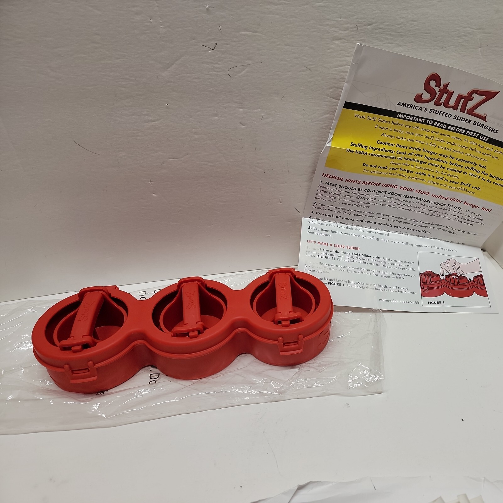 Stufz Stuffed Burgers Press Sealed Sliders Patty Maker 3 At Once As Seen On TV gallery