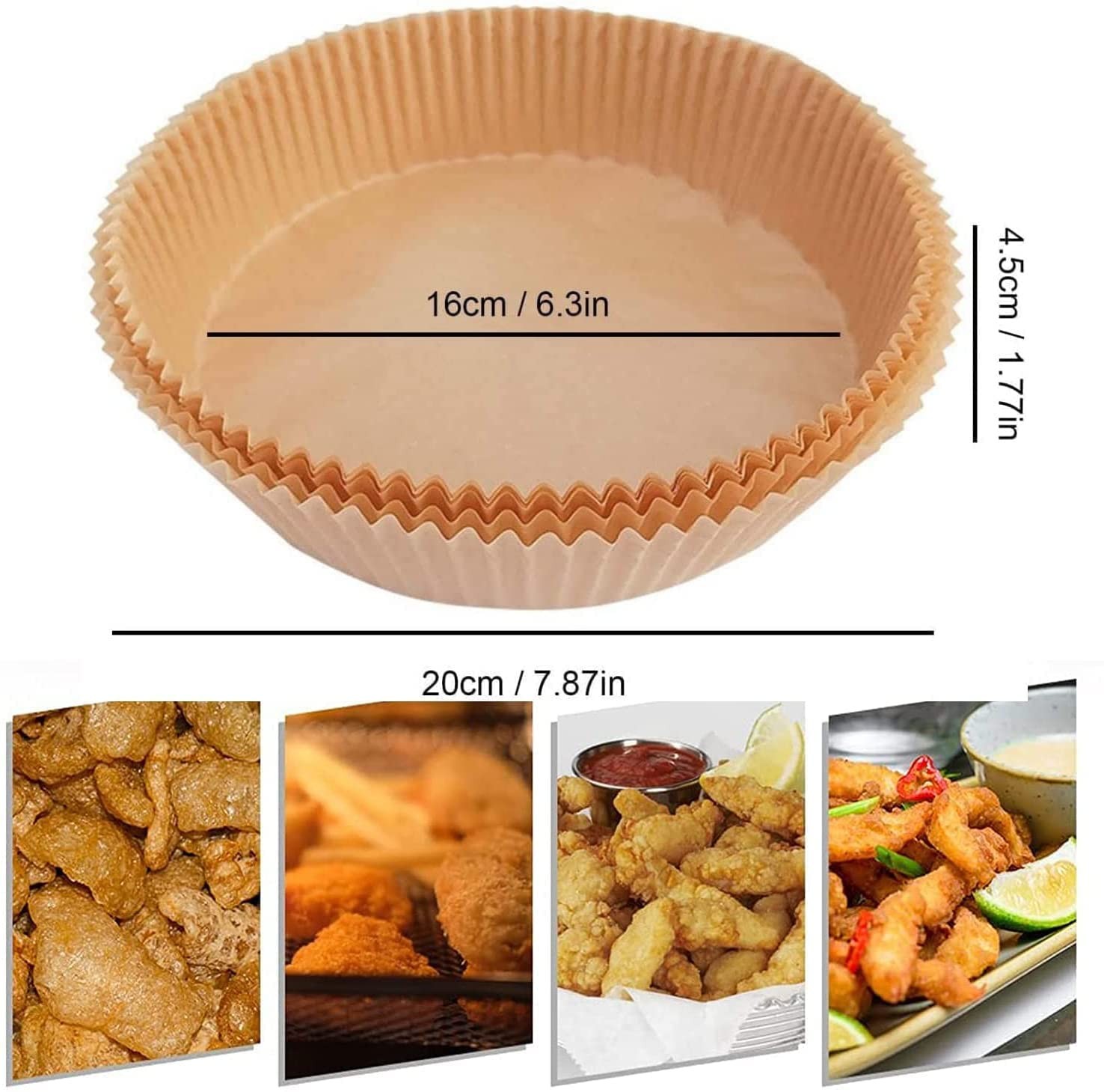 100PCS Air Fryer Disposable Paper Liner,Baking 7.9-inch-circular, Light Brown gallery