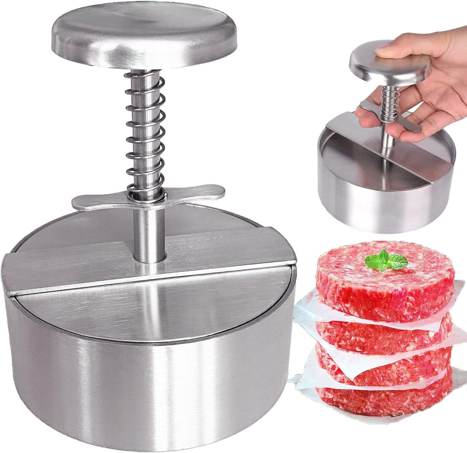 Burger Press Stainless Steel Hamburger Patty Maker Grill Griddle Flat gallery