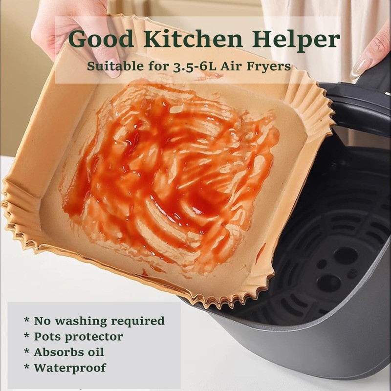 8 Inch Air Fryer Disposable Paper Liners, Non-Stick Parchment 7.9 Inch, Brown gallery