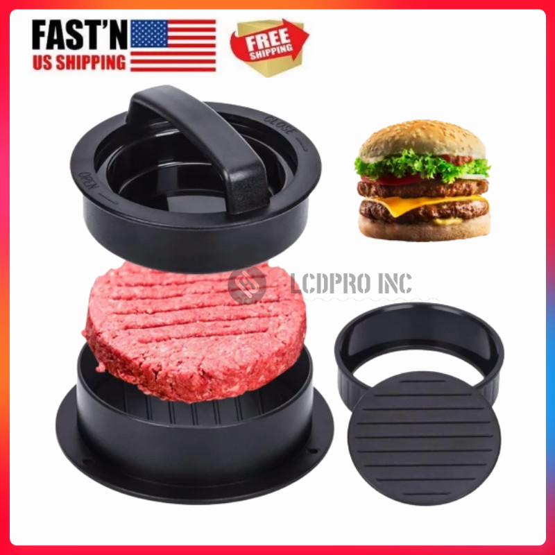 Non Stick Stuffed Burger Press Hamburger Patty Molds Maker Sliders BBQ 3 IN 1 US gallery