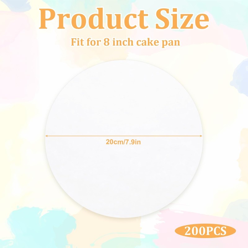 8 Inch Parchment Paper Rounds, 200Pcs Precut Baking White, White gallery