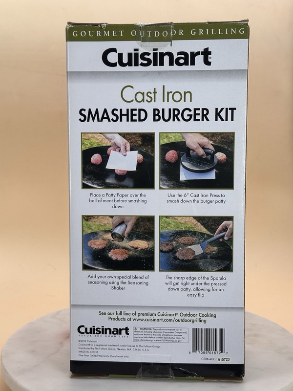 NIB Cuisinart Cast Iron Smashed Burger Kit Items Included Listed In Photo 1 gallery