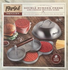 Parini Double Burger Press and Cheese Melting Dome-New in Box