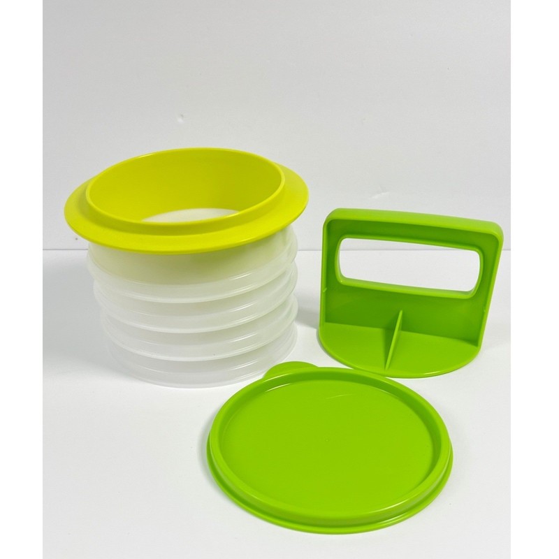 Tupperware Hamburger Press & Keepers Set Large Patty Mold & Storage gallery