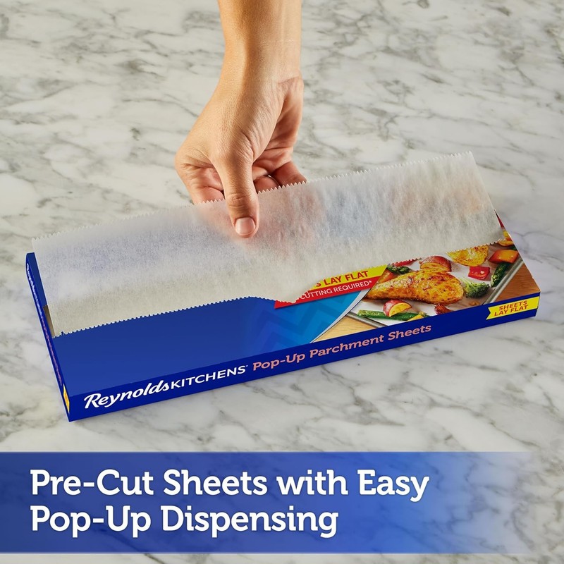 Reynolds Kitchens Pop-Up Parchment Paper Sheets, 10.7x13.75 Inch, 120 Count gallery