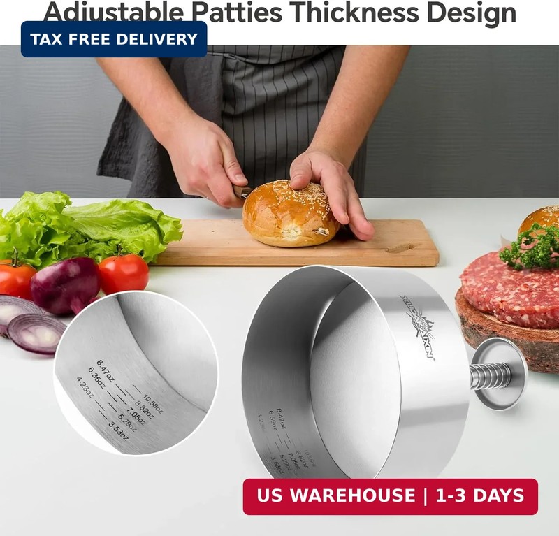4.5" Hamburger press patty maker,304 Stainless Steel Burger Press, Non-Stick Pat gallery