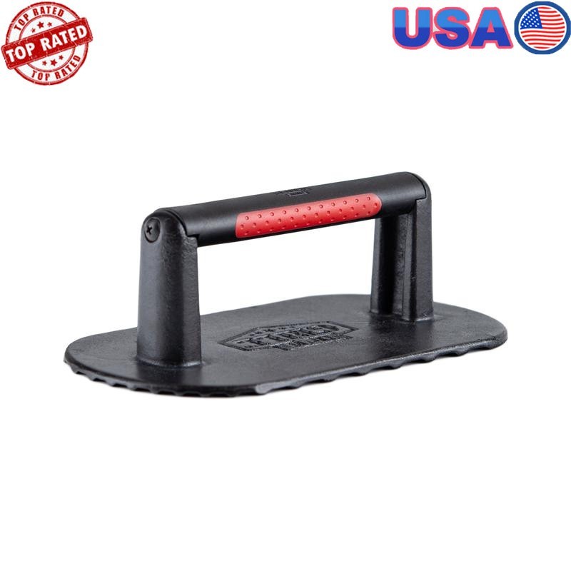 Pre-Seasoned Cast Iron Griddle Press 2lb Heat Resistant Handle Cooking Tool New