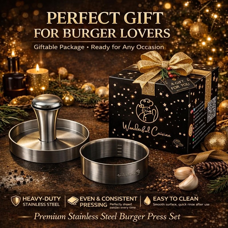 Stainless Steel Burger Press with Patty Ring – Multi-Purpose Meat & Veggie Pa... gallery
