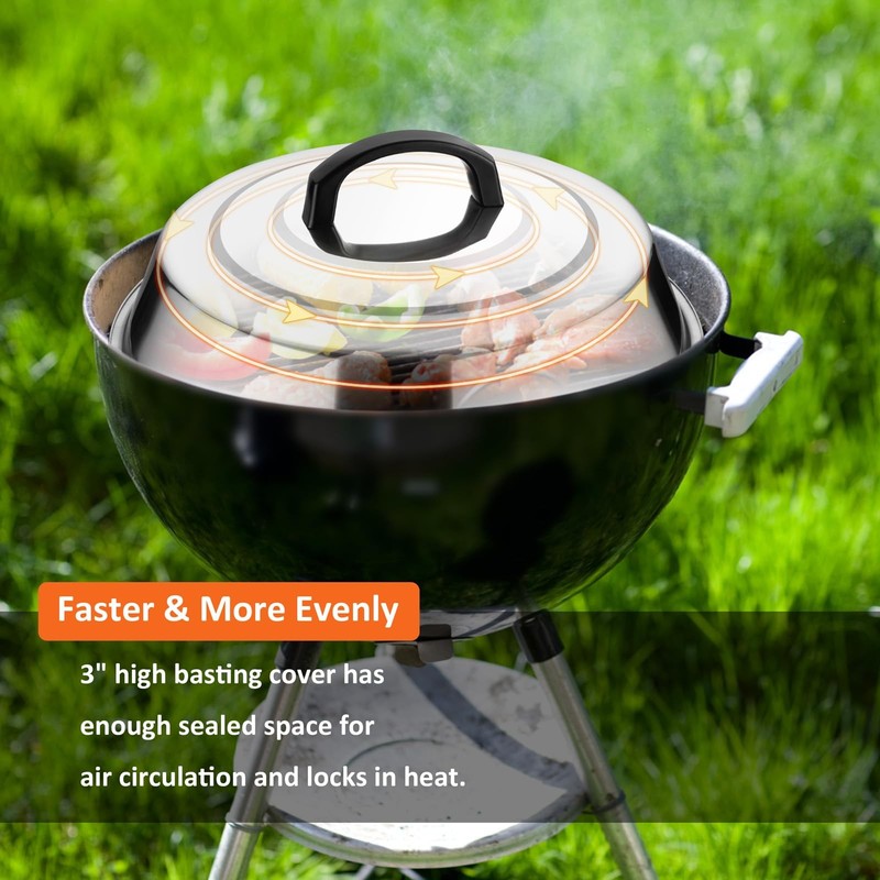 Melting Dome & Cast Iron Grill Press 12"Basting Cover with Round Bacon Burger gallery