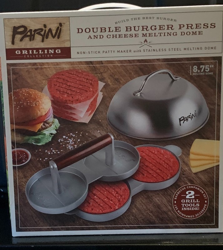 Double Burger Press & 8.75"Cheese Melting Dome Non-Stick NIB DAD FATHERS DAY gallery