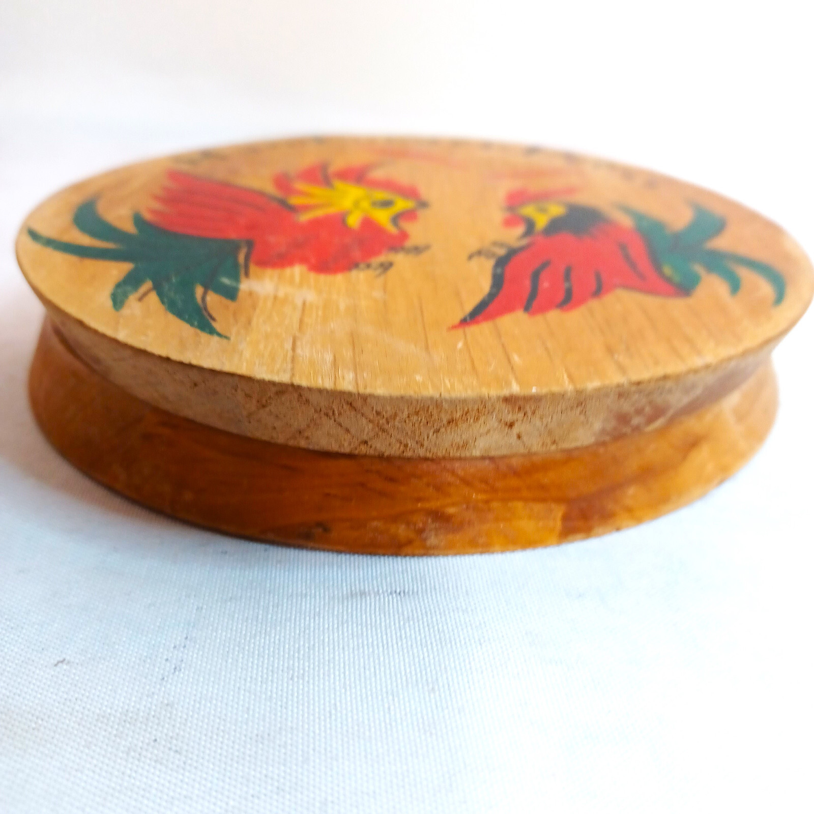 Vintage Hamburger Press Hand-Painted Wood Rooster Folk Art Kitchen Tool gallery