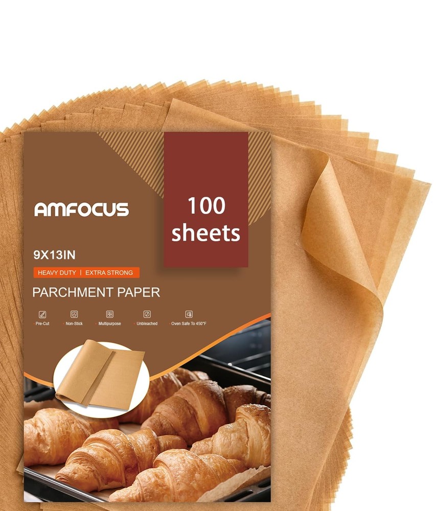 Parchment Paper Sheets, 9x13 In Non-Stick Precut Baking 9x13in-100pcs