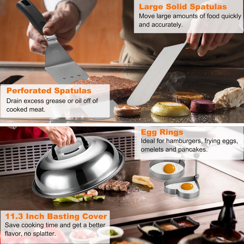 grilljoy Professional Griddle Accessories Kit Set with Smash Burger Press - E... gallery