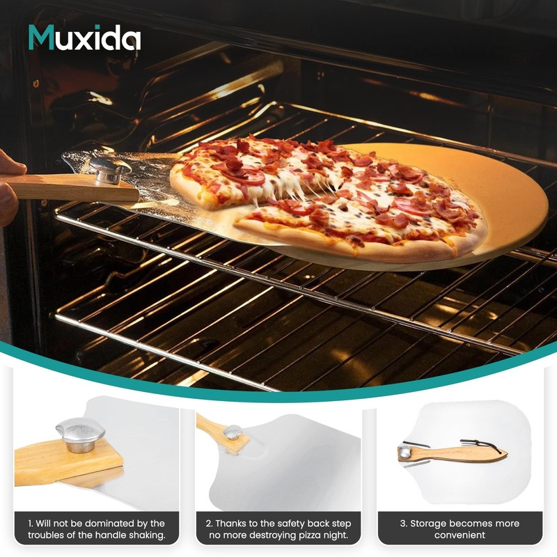 Aluminum Pizza Peel & Rocker Cutter Set (12" x 14") Premium Stainless Steel P... gallery