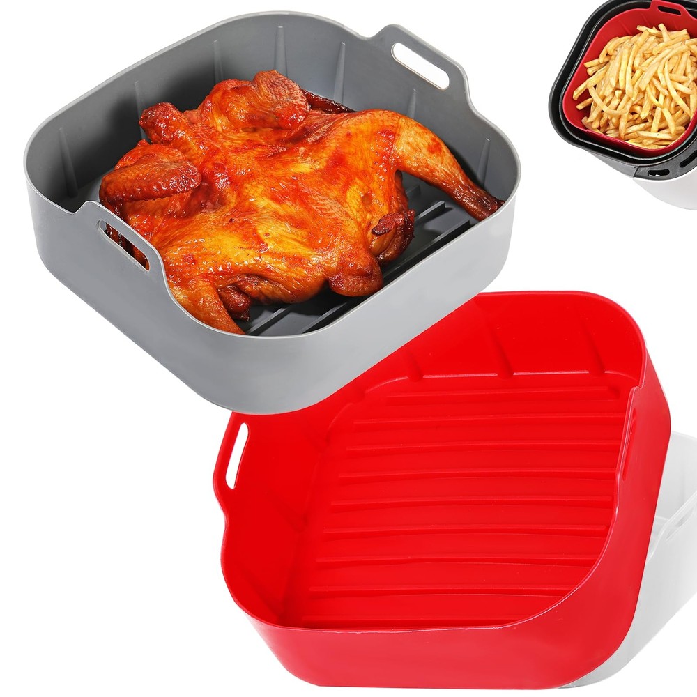 Foopama Air Fryer Silicone Liners, Pot 2 Pcs 7.5inch-2PCS, Silicone-Square